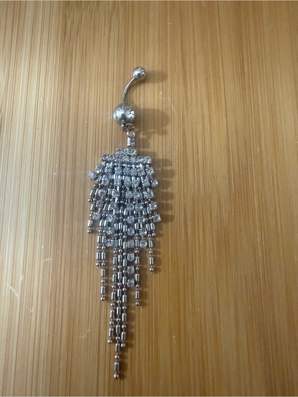 Silver Crystal Tassel dangle long Belly Button Ring New